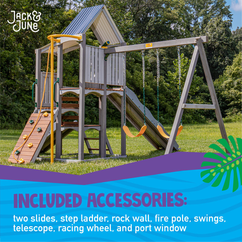 Jack and June Jack & June Haven Cedar Playset With Swings